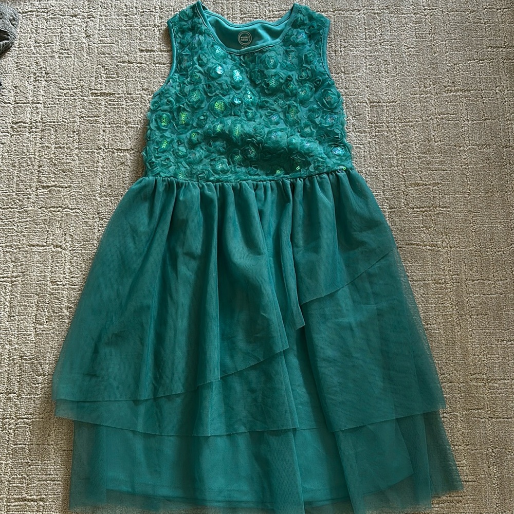 Girls beautiful greenish-blue dress